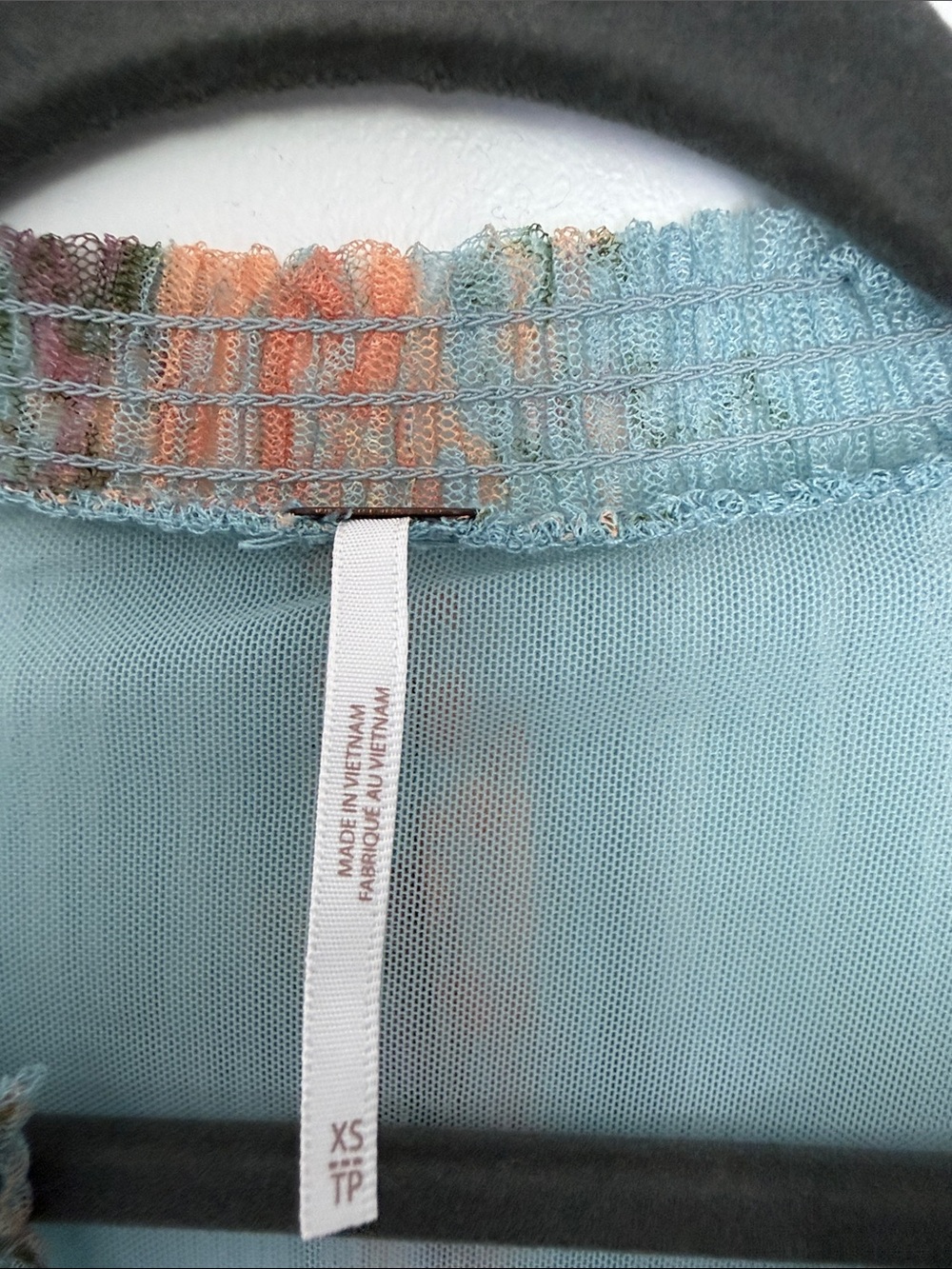 Free People Slate Blue and Pastel Orange Tunic Shirt - Picture 6 of 6